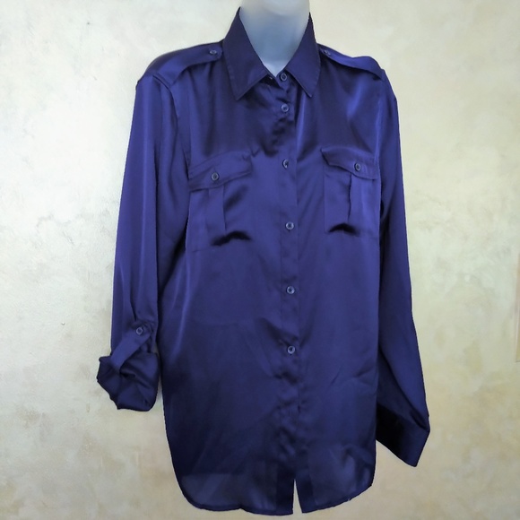 Jones New York Tops - Jones New York Roll Sleeve Blouse Like New L/XL